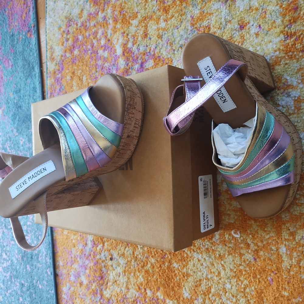 Steve Madden Multicolor Platform Sandals